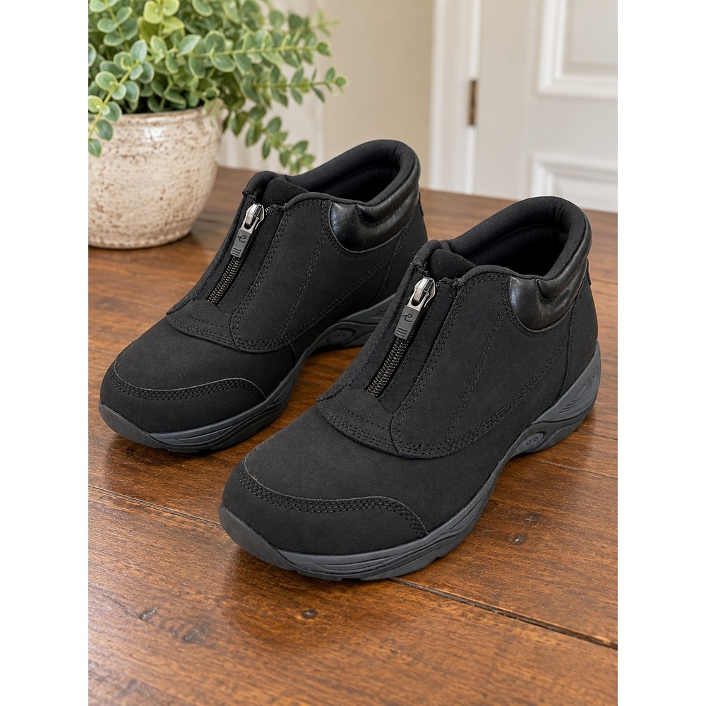 Easy Spirit Seenclose Women's Black Front Zip Walking Shoes Booties Size 9 M